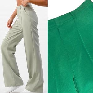MNI LOS ANGELES EUC front seam wide leg pants in emerald green SZ L